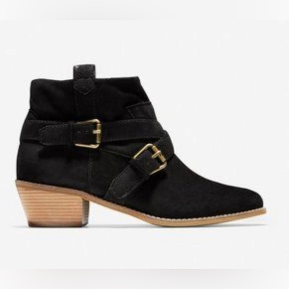 COLE HAAN JENSYNN Women's Black Suede Pull-on Boots Size 6 1/2B